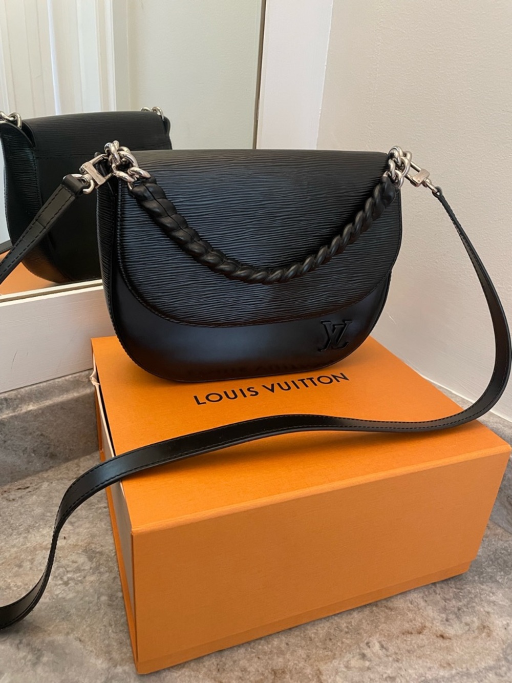 Louis Vuitton Black Epi Leather Crescent Crossbody Bag